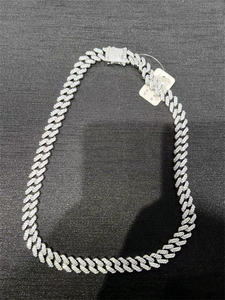 Collar de Cadena Cubana Unisex de Plata de Ley de 16 Pulgadas con Moissanita VVS de 12 mm, en Oferta - Product Image 6