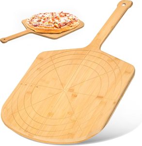 Pala per <span class=keywords><strong>Pizza</strong></span> in Bambù da 16 Pollici con Indicatori di Misurazione, Tagliere Multifunzione Sostenibile <span class=keywords><strong>e</strong></span> Paletta di Servizio per Uso in Cucina - Product Image 1