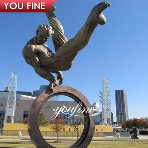 Vatility Life Size Living Male Gymnast in Hoop Sculpture Bronze Statue