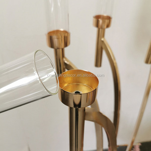Wedding Gold Metal Table Centerpiece Acrylic <strong>Candelabra</strong> for Decoration - Product Image 5