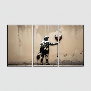 Boy with <b>Balloon</b> Graffiti Art: Modern Printed Canvas Artwork,SET OF 3 CANVAS - Product Image 2