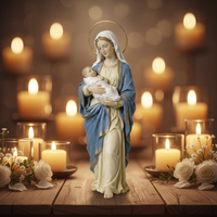 Statue décorative artisanale en résine peinte à la main de la Madone et de l'Enfant, forme irrégulière