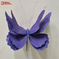 Papillon géant en organza de soie, fleur décorative, support artificiel, centre de table pour mariage, événements, décorations de table, papillons