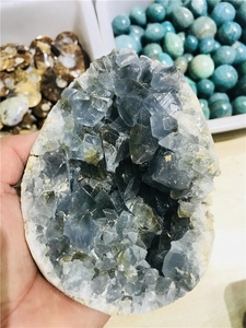 Bán buôn nguyên liệu tự nhiên <span class=keywords><strong>celestite</strong></span> geode chữa bệnh tinh thể cụm để trang trí - Product Image 4