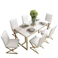 Table à manger de ménage en marbre d'acier inoxydable, combinaison moderne et simple de table et de chaise de 1.8