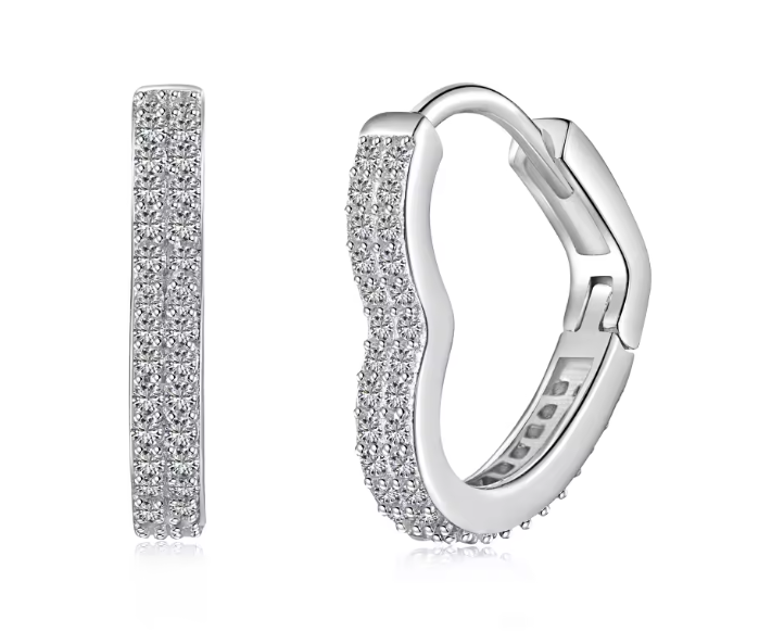 Groothandel Fijne Sieraden 925 Sterling Zilveren CZ Kubic Zirkoon Romantisch Hart Bungel Oorbellen Voor Vrouwen Meisje