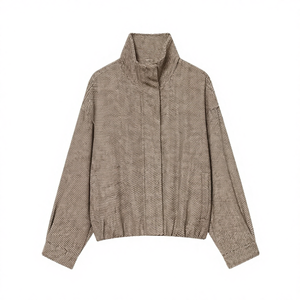 Veste Manteau Femme Hiver Vintage Décontractée en Polyester Écologique Sergé Chevrons 2025 Nouvelle Collection Tendance Simple et Polyvalente - Product Image 4