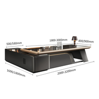 Ensemble de bureau de direction moderne et luxueux, mobilier de bureau pour PDG et directeurs, bureau en forme de L avec armoire latérale