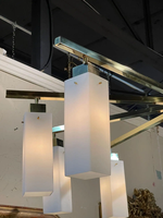 Lustre rectangulaire moderne en verre de Murano et laiton, grand luminaire suspendu minimaliste pour salon, chambre et villa