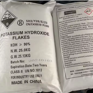 Flocons d'hydroxyde de potassium de qualité industrielle solide 90% MF KOH - Product Image 1