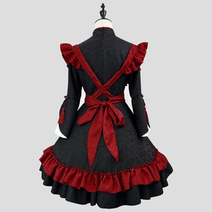 Chinese Style Embossed Jacquard Lolita Dress Red Black Maid Outfit Cosplay Costume Plus Size Spring 2024 - Product Image 3