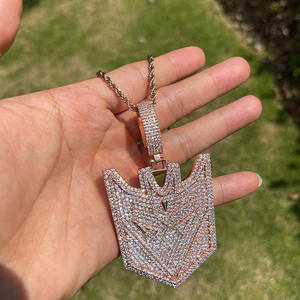 QH banhado a ouro Punk Hip Hop diamante colar pulseira iced cadeia cubana strass coroa pingente de bronze estilo Vintage para festa - Product Image 4