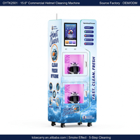 Distributeur automatique de nettoyage de casques à double compartiment OYTK2501-2 avec effet de fumée, écran 15,6 pouces, pour la location de motos
