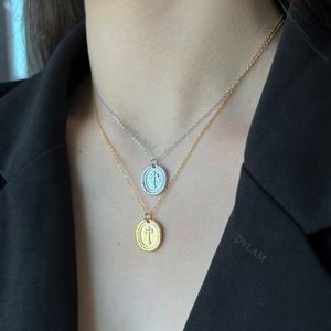 Dylam Wholesale 925 Sterling Silver Vintage Jewelry 18K Gold Plated Jewelry Medallion Coin <b>Cross</b> Pendant Necklace - Product Image 2