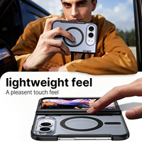 Étui intégral antichute pour Surface Duo avec protection de caméra à bords surélevés, anneau magnétique, transparent givré, pliable pour iPhone Duo Fold