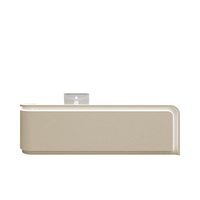 En stock : Bureau de réception de spa moderne et écologique avec bande LED, design incurvé sur le devant, personnalisable pour hôpitaux et supermarchés