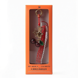 Porte-clés étoile cerise avec pompon en corde, boîte de 600 pièces pour décoration et cadeau - Product Image 1
