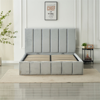 Tempat Tidur Berlapis Kain Desain Modern Elegan, Alur Dalam, Lembut Seperti Kulit, Dilengkapi Tombol Penyimpanan, Ukuran Single dan Queen, Sistem Pengangkat Gas