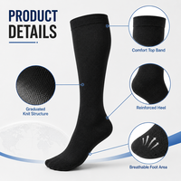 Chaussettes de compression pour le voyage longue distance, hauteur genou, compression graduée, OEM, étiquette privée
