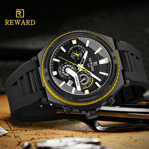 REWARD Reloj de Lujo para Hombre de Negocios, Venta al por Mayor, Correa de Silicona Flexible, Logotipo Personalizado, Cronógrafo, Puntero, Caja Grande de 48 mm, Reloj de Cuarzo de Moda - Product Image 4