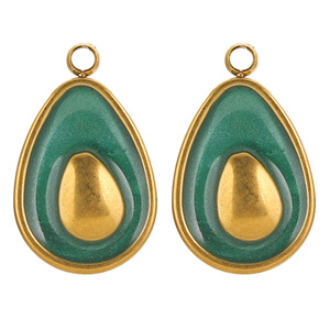 Breloque avocat en acier inoxydable plaqué or 18 carats PVD |   Pendentif en émail en forme de larme pour bracelet, collier, bijoux, accessoires de fabrication DIY - Product Image 5