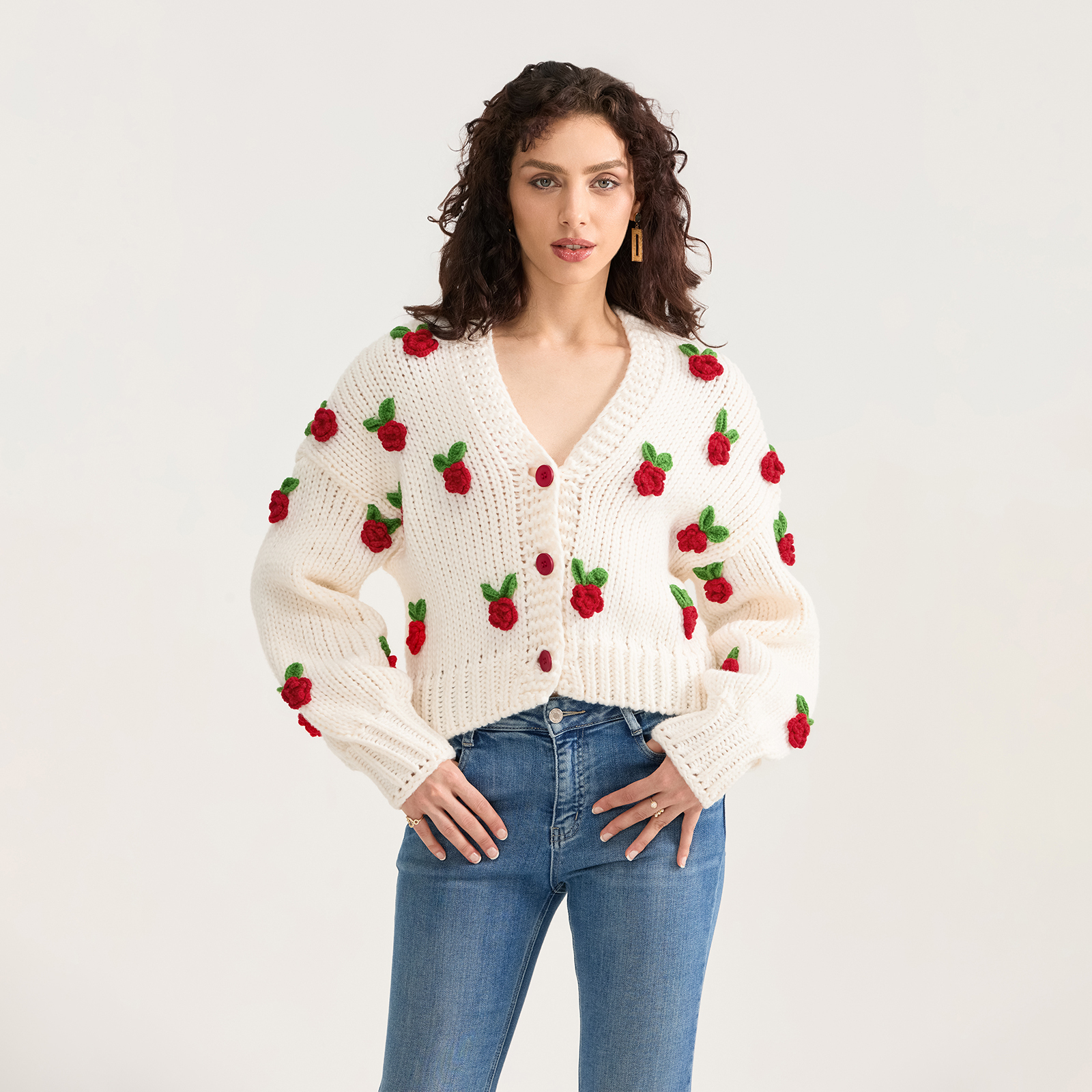 Shop Our Selection of V-Neck Long Sleeves with 3D Rose Flowers