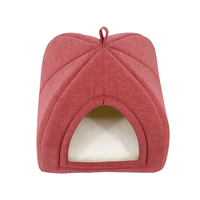 Tente pour chat en fausse fourrure, igloo durable, coussin pour chat, lavable avec fermeture éclair, lits igloo pour chat