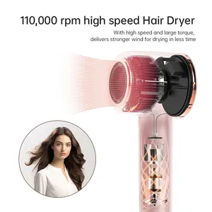 Lansam Pro 1 Step Brushless Hollow Halo Ionic Hair Blower With Nozzles For Professional Salon