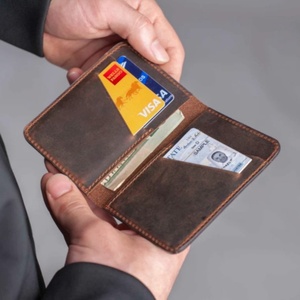 Best Quality Luxury Personalized Full Grain Leather <b>Card</b> <b>Holder</b> with Engraved Logo Genuine Leather Letter Pattern - Product Image 2