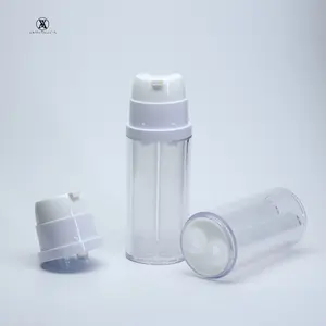 15mlx2 Empty Luxurious Skin Care Transparent Plastic Double Chamber 30ml Dual Round Airless Pump Container Bottle For Lotion