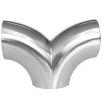 1 pièce d'accessoires automobiles en acier inoxydable 304 de qualité sanitaire, raccord soudé en forme de corne de mouton, raccord en Y à trois voies, coude soudé
