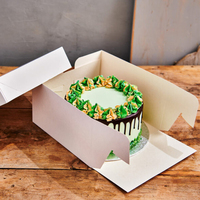 Boîte à gâteau en carton personnalisée blanche et noire, carrée ou triangulaire, pour vente en gros, 10x10, pour emporter, anniversaire