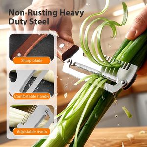 Éplucheur de légumes avec manche en bois de qualité supérieure et ouvre-bouteille, gadget de cuisine multifonctionnel - Product Image 4