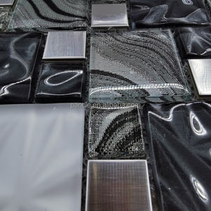 Top Vente Transparent Mosaïque Salle De Bains Ensemble Clair Irisé Mini Carré En Acier Inoxydable et Verre Clair Mosaïque Carreaux - Product Image 4