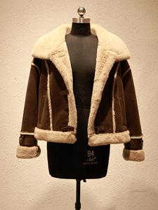 Chaqueta de Invierno para <span class=keywords><strong>Mujer</strong></span>, Estilo <span class=keywords><strong>Aviador</strong></span>, con Forro de Piel Sintética Marrón, Chaqueta de Gamuza con Detalle de Hebilla, Cálida y Holgada - Product Image 4