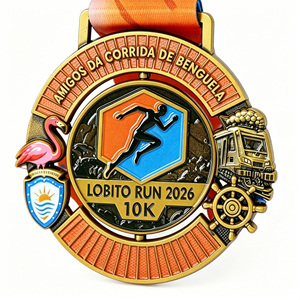 Medalla Personalizada de Oro Antiguo de 10K con Diseño Costero de <span class=keywords><strong>África</strong></span> Occidental - Premio Giratorio de Metal Esmaltado <span class=keywords><strong>para</strong></span> Carreras - Product Image 3