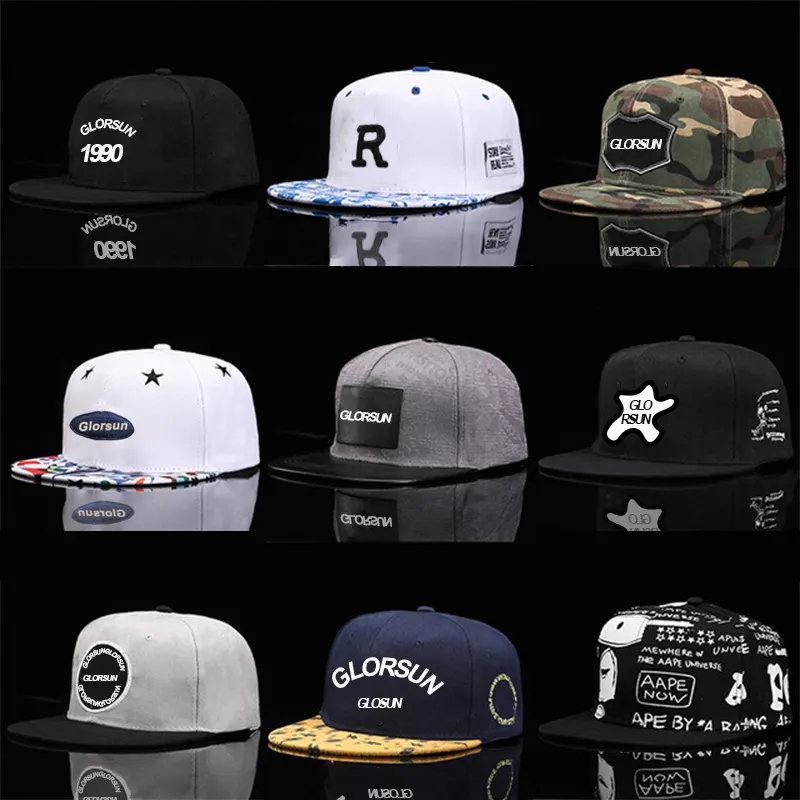 Custom Logo 3D Embroidery Print Flat Brim Hat Plain Blank 5 Panel Unstructured Snapback Caps Fitted Baseball Hat