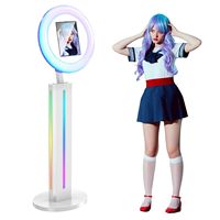 10.9-12.9 pouces Portable 3D Ring Light LED Photo Booth avec imprimante Selfie et fête de mariage Rassemblement Photo Booth Stand Shell