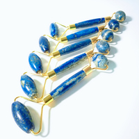 Outils de massage en pierre naturelle de lapis-lazuli 100 % naturelle, rouleau de jade et grattoir pour le visage, le cou et le corps.