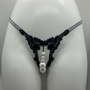 Tanga de Encaje Negro para Mujer Ding Zhi Mei con Cuentas de Perlas, Ropa Interior Sexy - Product Image 4