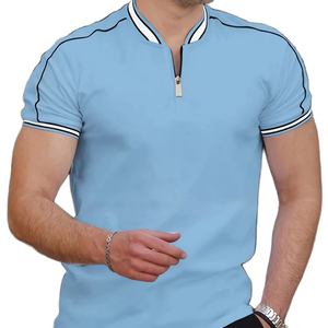 T-shirt da Uomo Personalizzabile all'Ingrosso, Taglie Extra Large, a Righe, Abbigliamento Sportivo Casual, Magliette Traspiranti in Maglia Bianche e Nere - Product Image 1