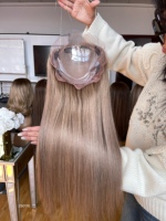 Mini perruque SHY en cheveux humains vierges, longueur personnalisée, avec dentelle frontale, mouvement naturel, couleur personnalisée, pour femmes, marque privée