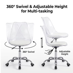 <span class=keywords><strong>Silla</strong></span> de <span class=keywords><strong>Escritorio</strong></span> Giratoria con Ruedas para Comedor, <span class=keywords><strong>Silla</strong></span> Elevadora de Acrílico Giratoria para Computadora, <span class=keywords><strong>Silla</strong></span> Ergonómica de Oficina con Ruedas - Product Image 2