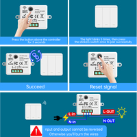 Module d'interrupteur sans fil étanche SIXWGH RF 433Mhz pour éclairage LED et lampes, contrôleur mural à distance domestique 2 canaux 10A 110V-220V