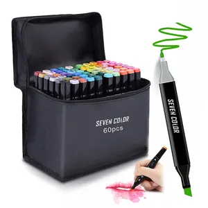 Marcadores coloridos de ponta dupla para desenho, conjunto de canetas marcadoras para crianças, fornecimento de arte por atacado