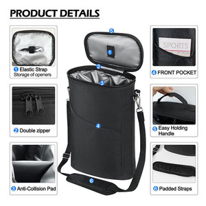 Sac isotherme à vin personnalisable pour 2 bouteilles, sac de pique-nique portable, étanche, avec bandoulière réglable - Product Image 6