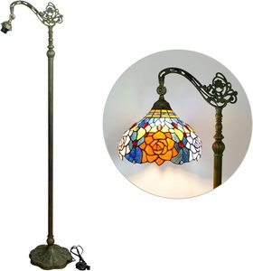 Lampe sur pied moderne à col de cygne arqué, corps en fer réglable, lampe de lecture d'angle avec verre teinté rose et lumière tricolore - Product Image 5