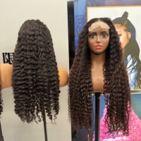 Perruques en cheveux vierges en gros, bouclées profondes, avec dentelle HD 13x6, perruques frontales en dentelle 13x4 à ondulations profondes, perruques en cheveux humains bouclés effet mouillé pour femmes noires