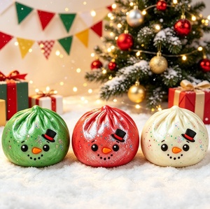 Christmas Snowman <b>Glitter</b> Dumpling Squishy Soft Squeeze Fidget Toy Stress Relief Sensory Toy Gift for Kids and Adult - Product Image 1
