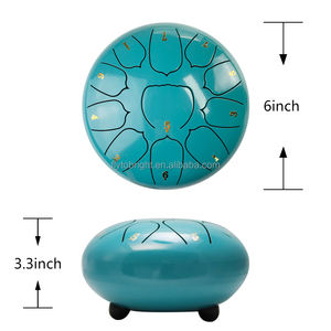 Oferta de fábrica, venta al por mayor, acero inoxidable, 6 pulgadas (15cm), 11 notas, tambor de mano con cabezas de cuero de vaca, lengua <span class=keywords><strong>lago</strong></span> Azul C mayor - Product Image 4